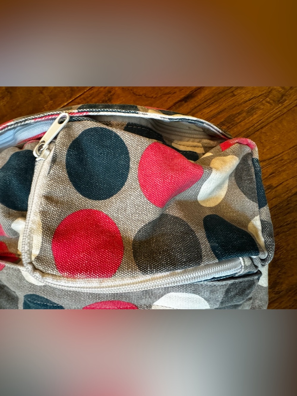 Kavu Rope Bag Polka Dots Pink Navy Gray sling backpack - Picture 7 of 16